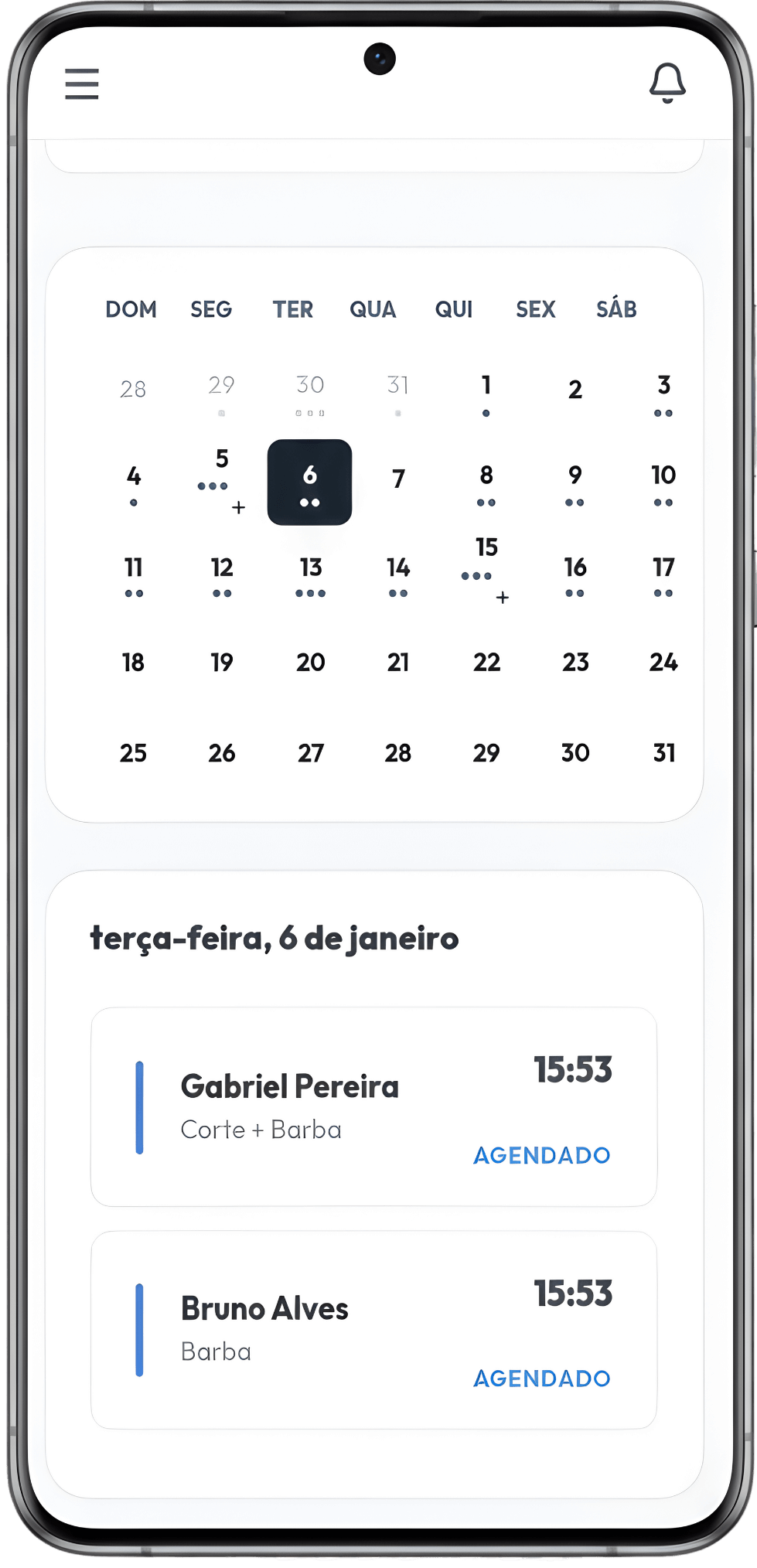 Interface do Cliente Ordemo no Celular